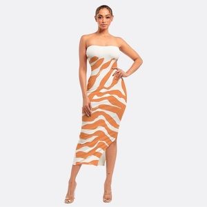 Jolie Coral Midi Dress